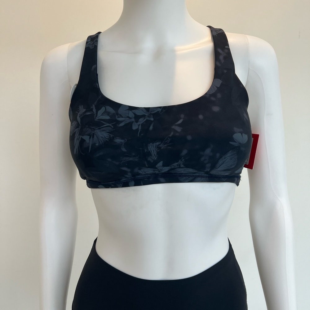 NWT Spanx Printed Low Impact Floral Sports Bra in Midnight Garden